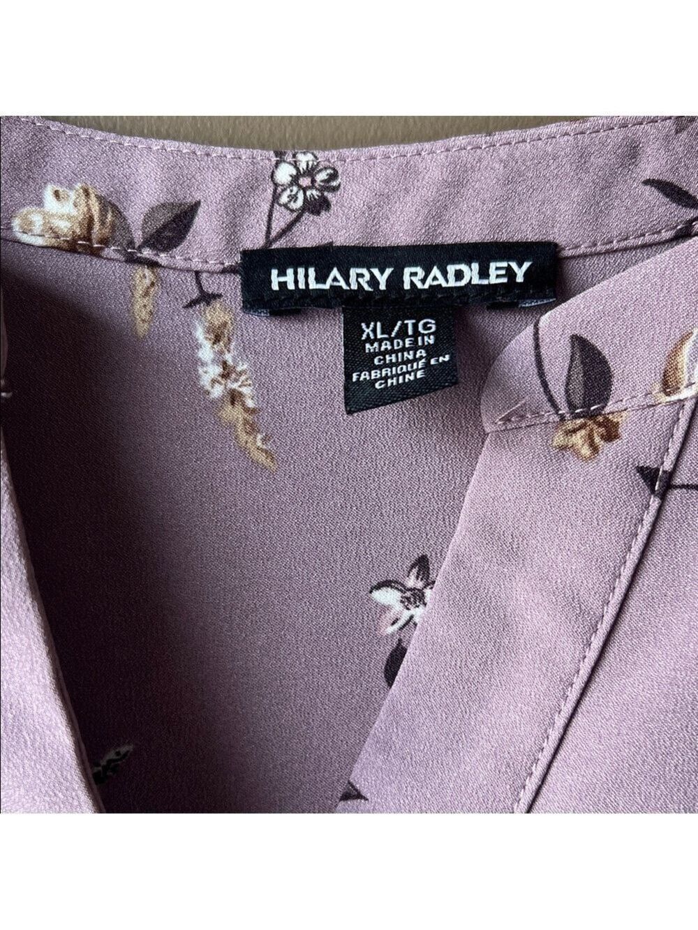 Hilary Radley Mauve Floral Long Sleeve Blouse Top - Picture 2 of 10